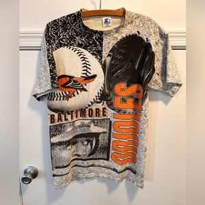 Vintage Baltimore Orioles All Over Print Starter T-Shirt Size Large Cal Ripken
